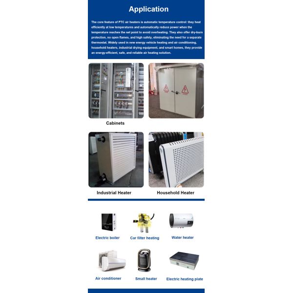 High Efficiency Energy Saving Self-Controlled Temperature PTC Ceramic Air Heater 12-600VDC 300-500W
