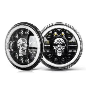 China 7Inch Round Motorcycle LED Headlights For Harley Royal Enfield 12000lm on sale