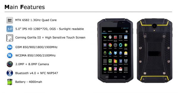 RFA583 BATL BP25 GPS 1+8GB rugged phone,android phone for apps management