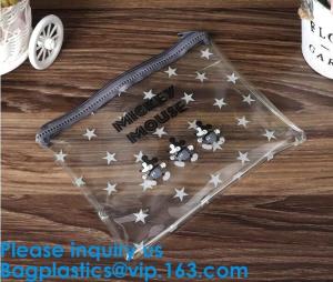 China Logo Printed Plastic Stationery Packaging Bag Custom Pvc Zipper Slider Bag,Matte Frosted PVC Slider Zipper Bag Plastic B on sale