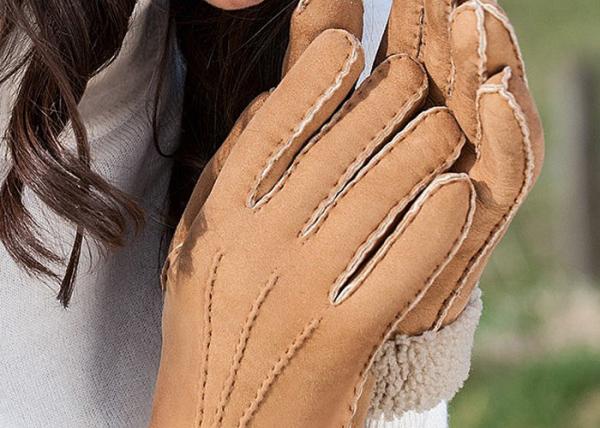 Handcrafted Warmest Sheepskin Gloves , Women's Handsewn Sueded Lamb Shearling Mittens