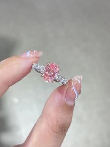 China 2.5ct Fancy Pink Lab Created Diamond Engagement Rings 18K White Gold Bridal Ring on sale