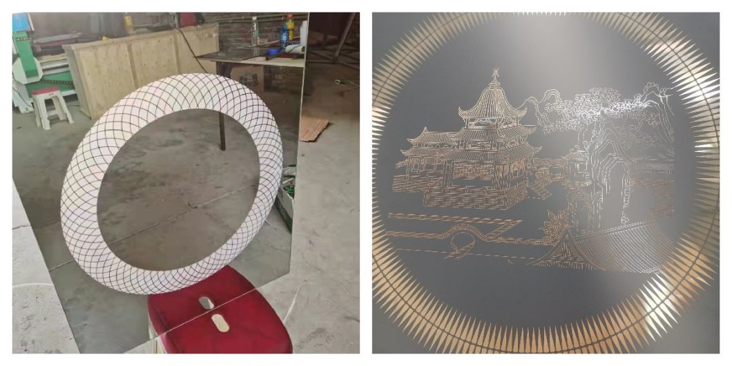 Wall and Bathroom Large LED Display Mirror by Laser Mirror Engraving Machine Customized Size Available