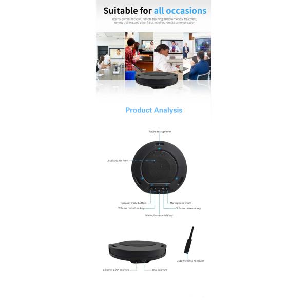 (2pcs) USB2.0 plug and play wireless video conference omnidirectional microphone speaker For 40 sqm meeting room (2pcs)