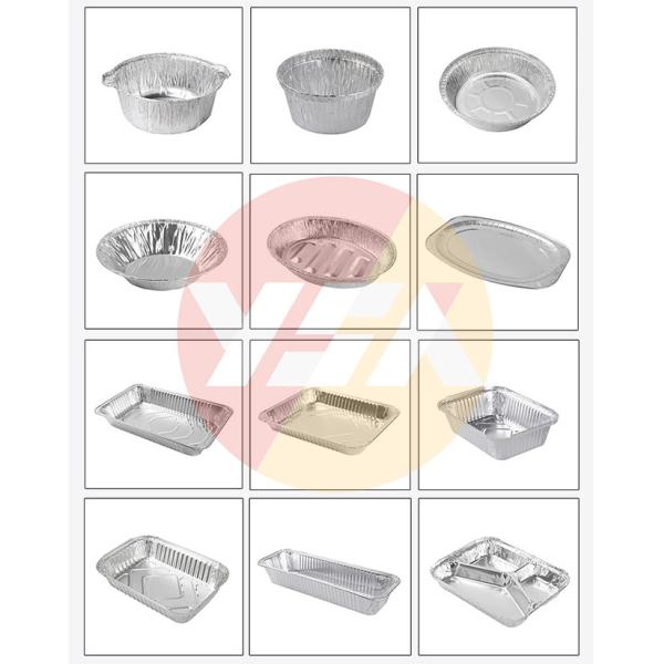 Aluminum foil lunch box container showing various sizes and stacking capability