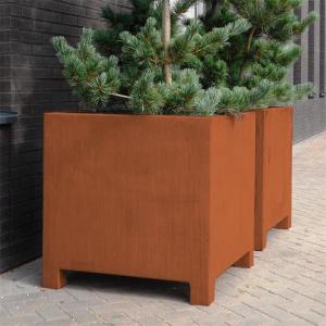 Best Modern Metal Garden Pot Cube Size Corten Steel Square Planter With Leg wholesale