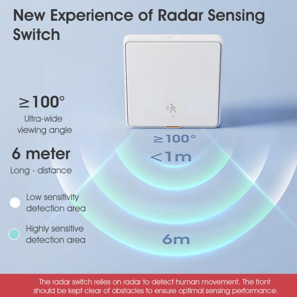 Tuya ZigBee Radar Motion Sensor Switch Sensing No Neutral Smart Home EU Wall Light Button Off No Capacitor Timing App