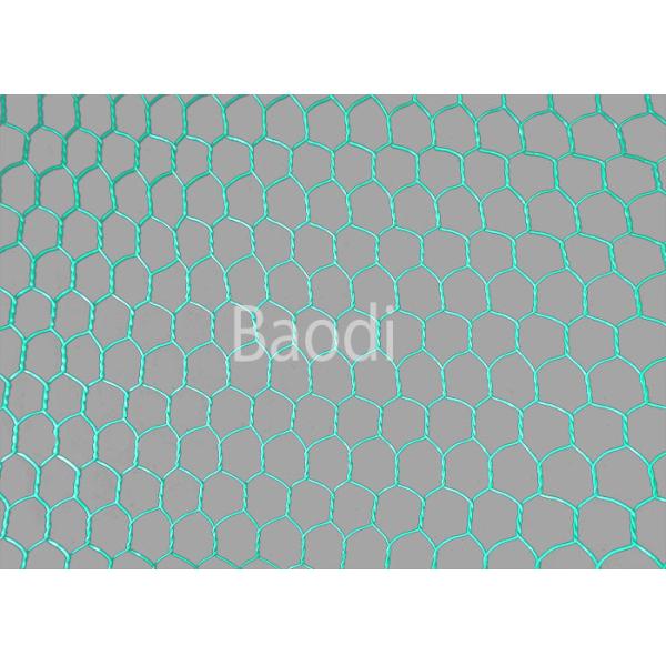 Plastic Poultry Chicken Wire Mesh Net With Hexagonal Mesh , Green PVC Coated
