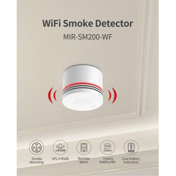 Tuya Wireless Smoke Detectors Wifi Buzzer Alarm 85db Alarm Alert