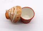 Earthenware Red Ceramic Kitchen Canisters Ice Cream Cone Cookie Jar Chocolate