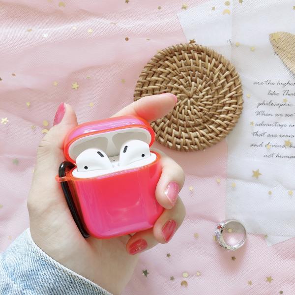 Hard Airpods Protective Cases Light Weight Neon Color Scratch Proof Anti Lost Loop