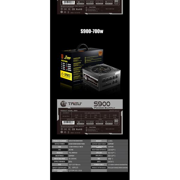 S800 ATX-700W Desktop Computer Power Supply Full Module PSU