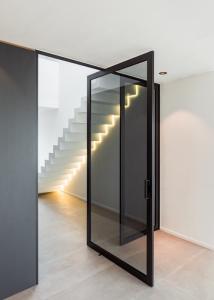Floor Spring Aluminum Pivot Doors Wood Grain Transfer Surface Treatment entrance pivot door pivot door modern exterior