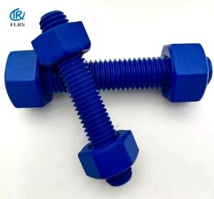 China Polytetrafluoroethylene Coated Steel Stud Bolts PTFE Double Ended Threaded Bolt With Nuts on sale