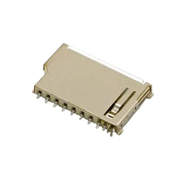 Cheap Short Body 9Pin SD Memory Card Connector Push Push Type Copper Shell for sale