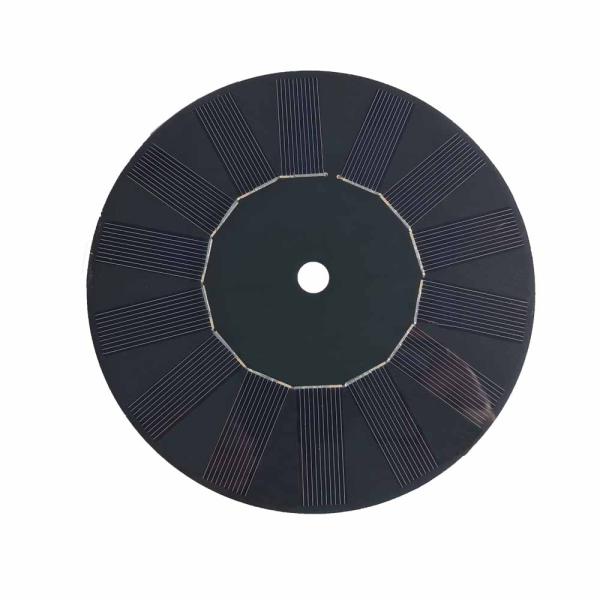 2.1w 350mA 6V Round Custom Solar Panel Black Fibreglass Pet For Fountain Spring