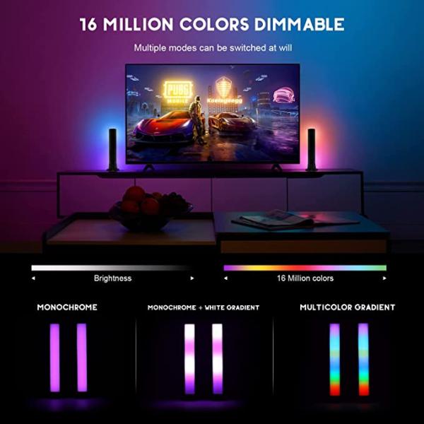 Dimmable Smart LED Ambient Bar Light RGBIC 12V 2A For Desktop