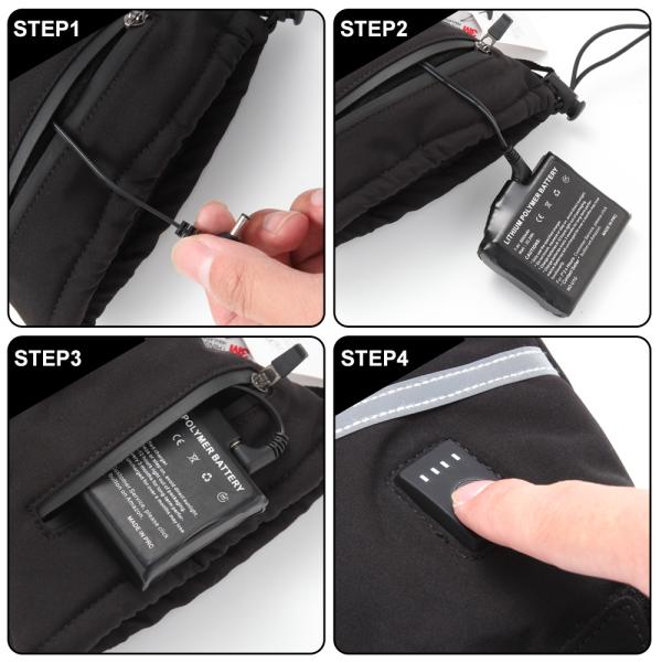 7.4V Lithium USB Electric Battery Rechargeable Heated Ski Gloves Man With 3 Level Temperature Control