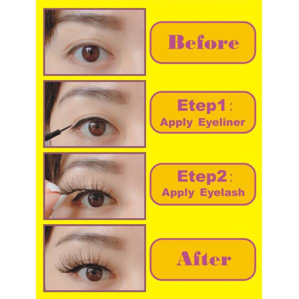 Long Lasting Waterproof Eyeliner , Magic Eyeliner Pen Eyelashes Set