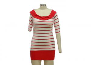 Best Stylish Summer Casual Ladies Wear Red And White Striped Short Sleeve Shirt wholesale