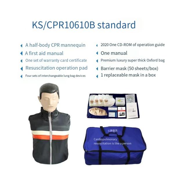 CPR cardiopulmonary resuscitation simulation dummy half, full body version