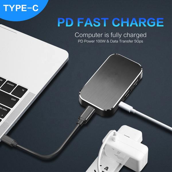 HUB 4K 60HZ USB C To HDMI Adapter 100W PD Charging 3 USB 3.0 Connector For MacBook