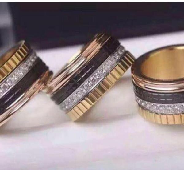 Cheap Black Ceramic Gold Jewellery Rings 18K Gold Women's With Natural SI H Diamond for sale