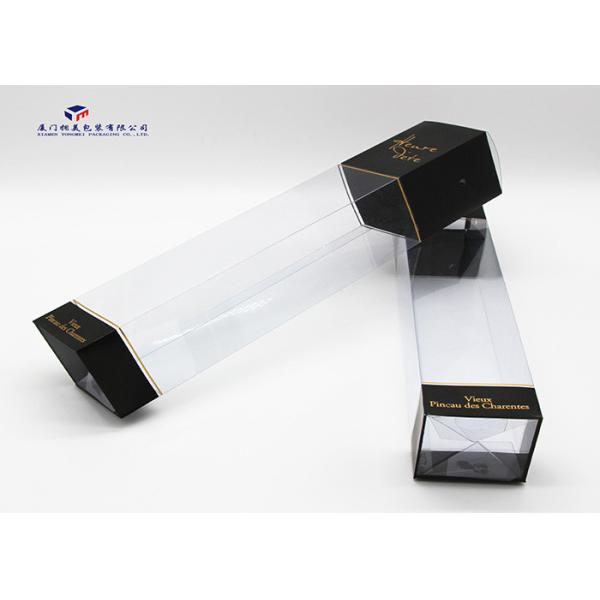 Clear PVC Packaging Boxes Automatic Lock Full Black Printing On Upper / Lower