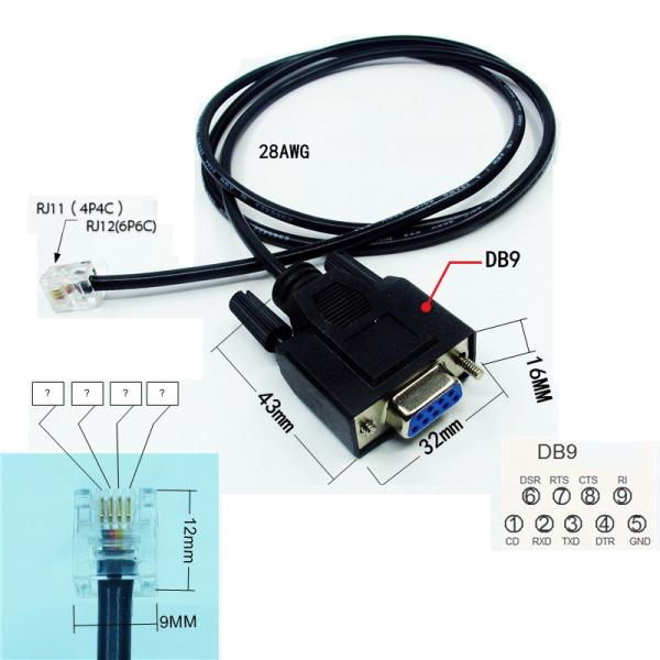 Cheap DB9 Female RS232 Serial COM Port to RJ11 RJ12 Connector Exapansion Cable for sale