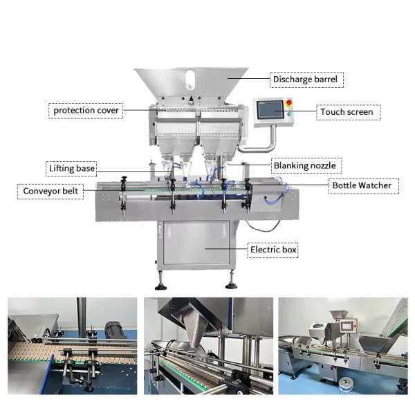 10-500ml Square Plastic Bottle Tablet Counting Machine with 15 Capacity Applicable Bottle