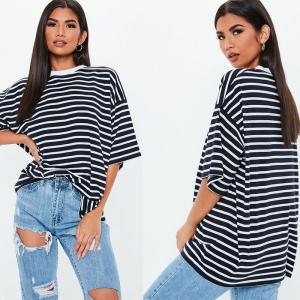 Best Oversized Custom Stripe Drop Shoulder T Shirt Printing wholesale