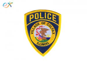 Best Twill Background Police Iron On Patch , Custom Embroidered Logo Patches wholesale