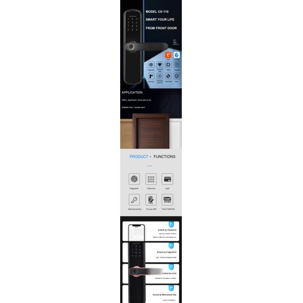 TTlock App Controlled Smart Lock Key Pad SU304 DC6V With Handles