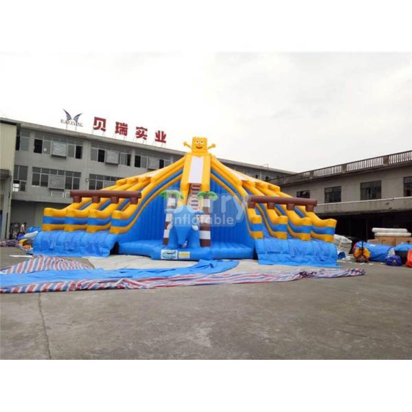 Yellow And Blue Spongebob Inflatable Water Slides For Pool With Digital Printing