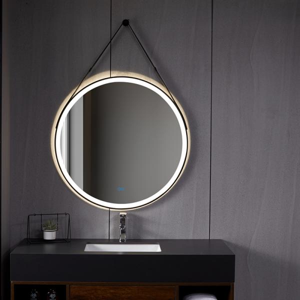 Silver Round Glass Bathroom Mirror 6500K Round Mirror With Led Lights