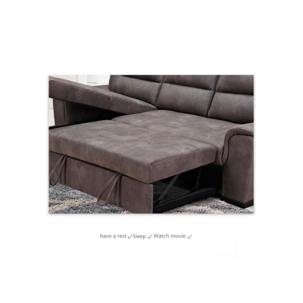 Sectional Pull Out Folding Sofa Bed Multipurpose Breathable Light Gray