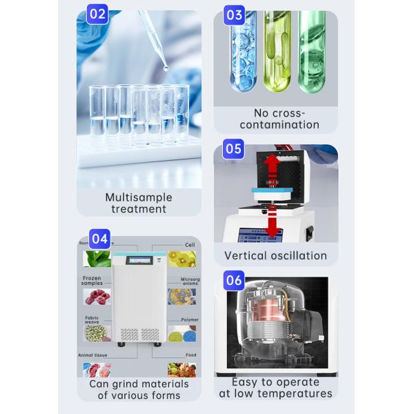 Intelligent touch-controlled high-throughput vertical freezing grinding instrument - Easy to set parameters