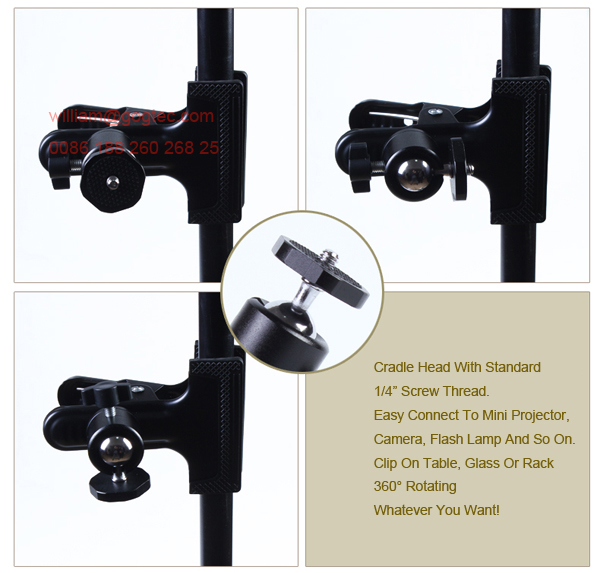 Big clip mini pico portable projector bracket lift mount support universal head clamp
