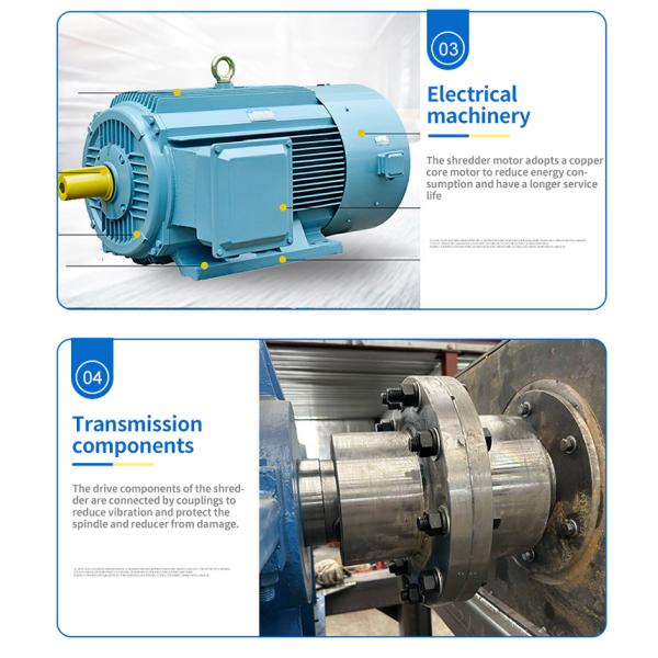 Customized Scrap Heavy Melting PVC HDPE PP PET Dual Shaft Shredder with Single Motor