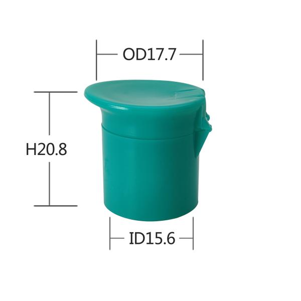 Green PP 15/415 Plastic Bottle Flip Top Cap For Makeup Remover