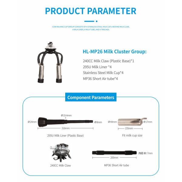 Advanced Milk Cluster Group System In Stainless Steel 201 Shell Model With 2.5 Kg Cluster Weight