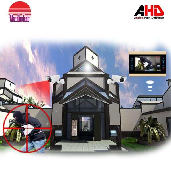 Morningtech Gold color 7inch touch button AHD video door phone intercom system for home