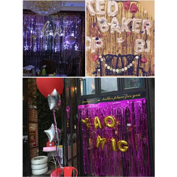 Purple Fringe Decor Neon Fringe Curtain Blue Tinsel Backdrop