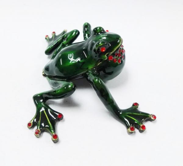 Bejewelled Home decoration Alloy Hand painted crystal Frog metal trinket box