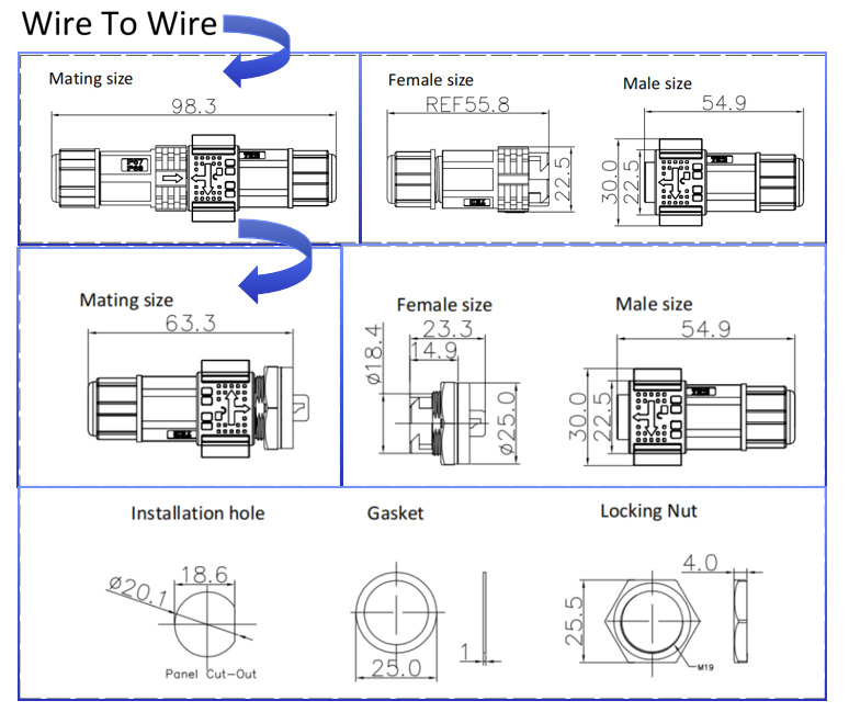M16 IP67 Waterproof Molded Cable To Cable Connectors Push Lock 8 Pin Data Connector