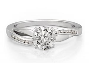 China ODM OEM Jewellery Diamond Ring , 14k White Gold Wedding Ring Round Cut on sale