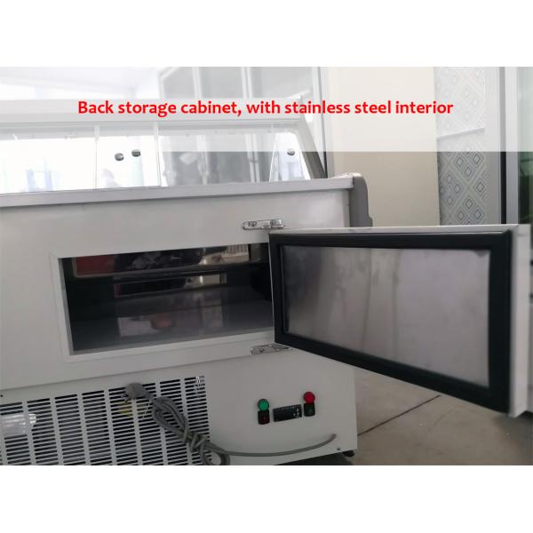 Serve Over Counter Deli Display Fridge With Back Storage Cabinets And LED Lighting