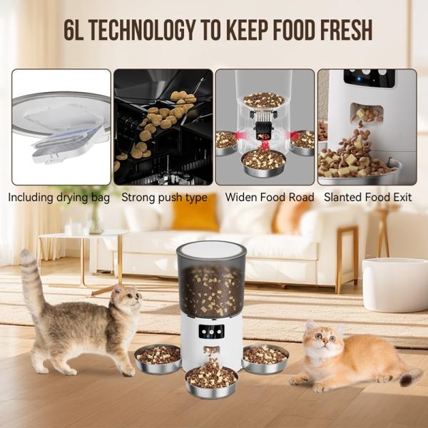 Multi Pet Recognition Auto Feeder 2.4G WiFi App Electric Automatic Cat Feeder