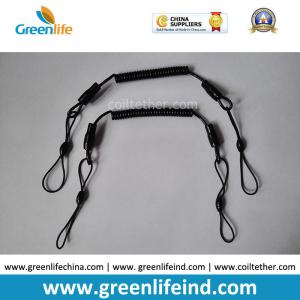 Best Top Quality Black Extension Short Spiral Cord Leash 2.0x7x50mm with Elastic String Loops wholesale