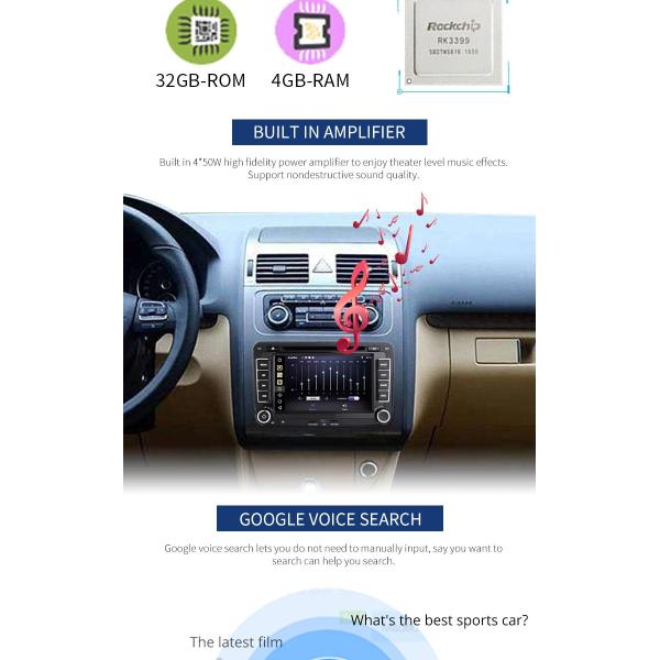 7 Inch Touch Screen Volkswagen DVD Player Android 8.1 Car With Wifi BT GPS AUX